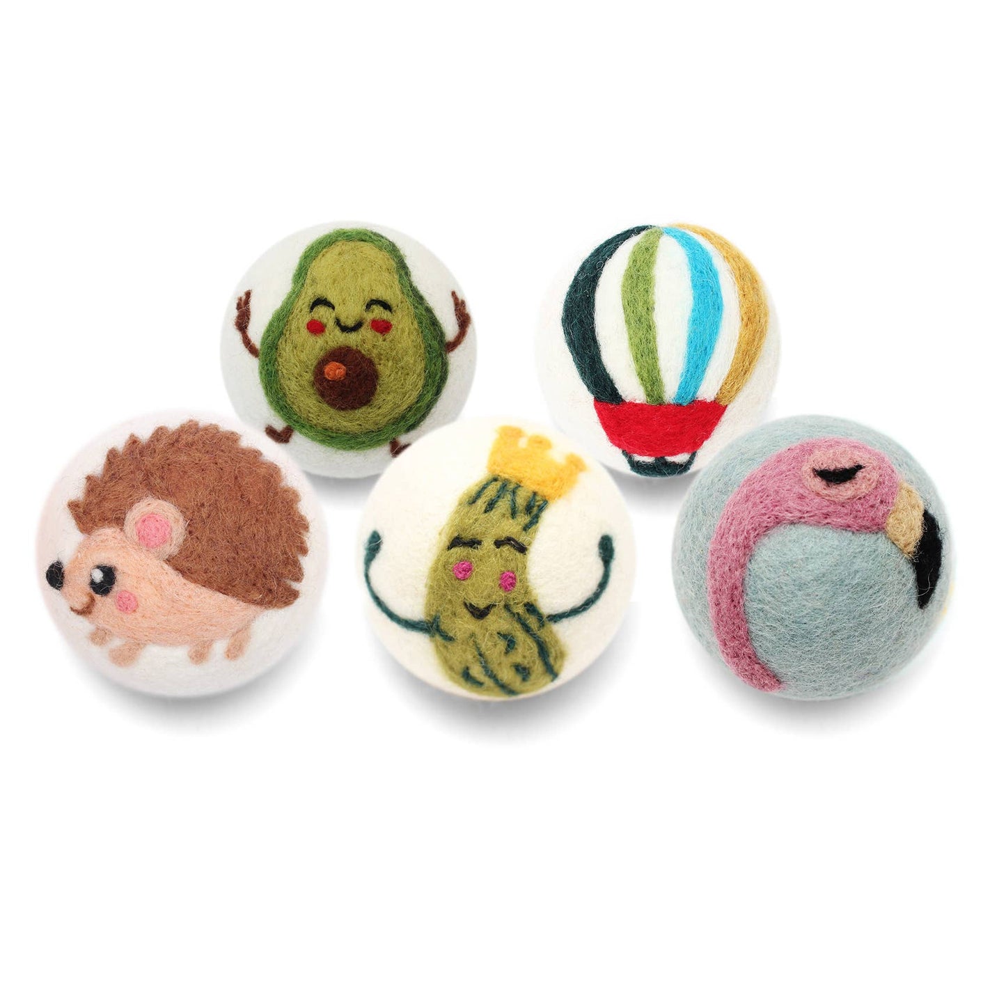 Avocado Flamingo Hedgehog Balloon Pickle Wool Dryer Balls : Flamingo
