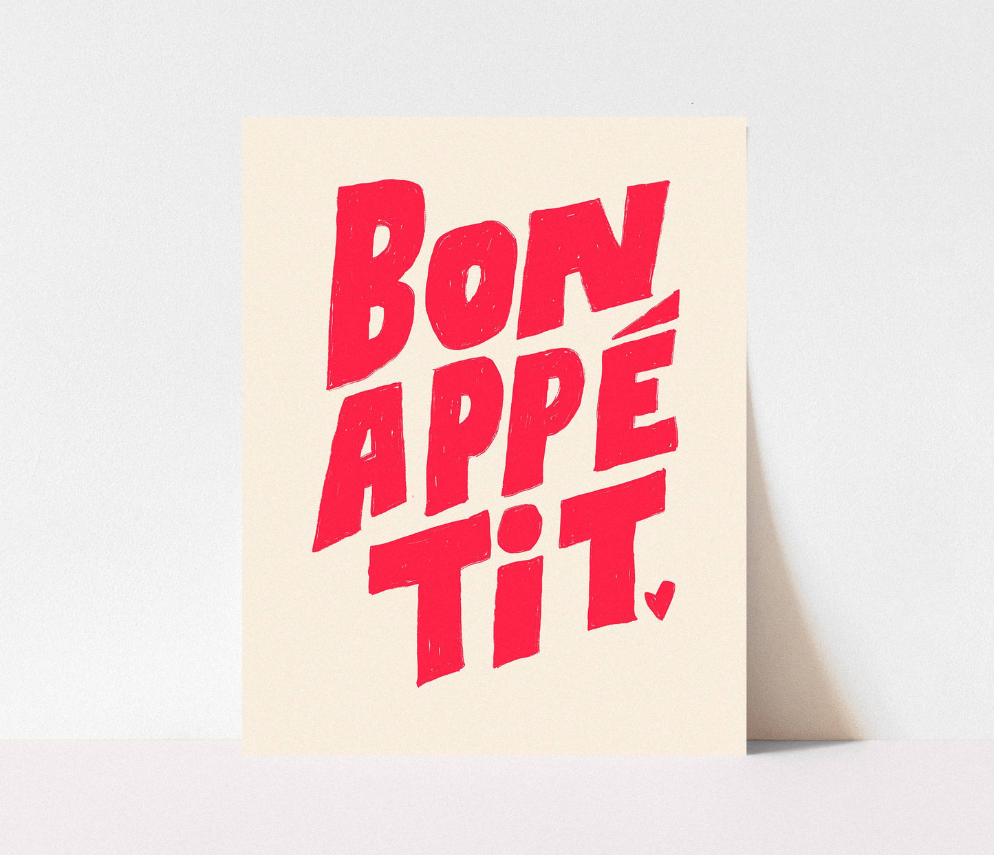 Bon Appetit Print | Hand lettered Kitchen Art : Blue / 5 x 7