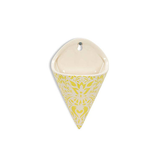 Yellow Cone Wall Vase-7"H