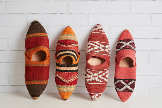 Moroccan Kilim Slippers: Large