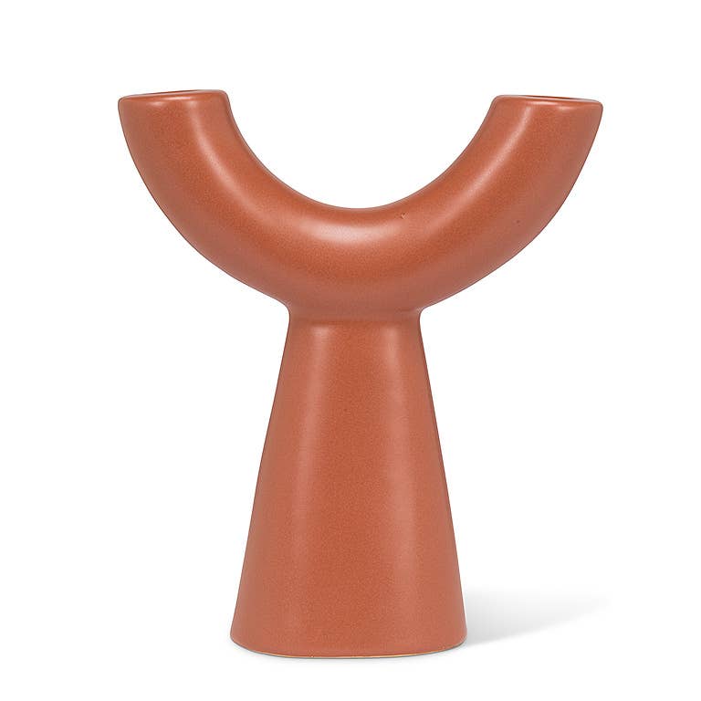 Double Taper Holder-Terracotta-9.5"H-3051