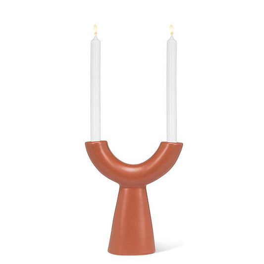 Double Taper Holder-Terracotta-9.5"H-3051