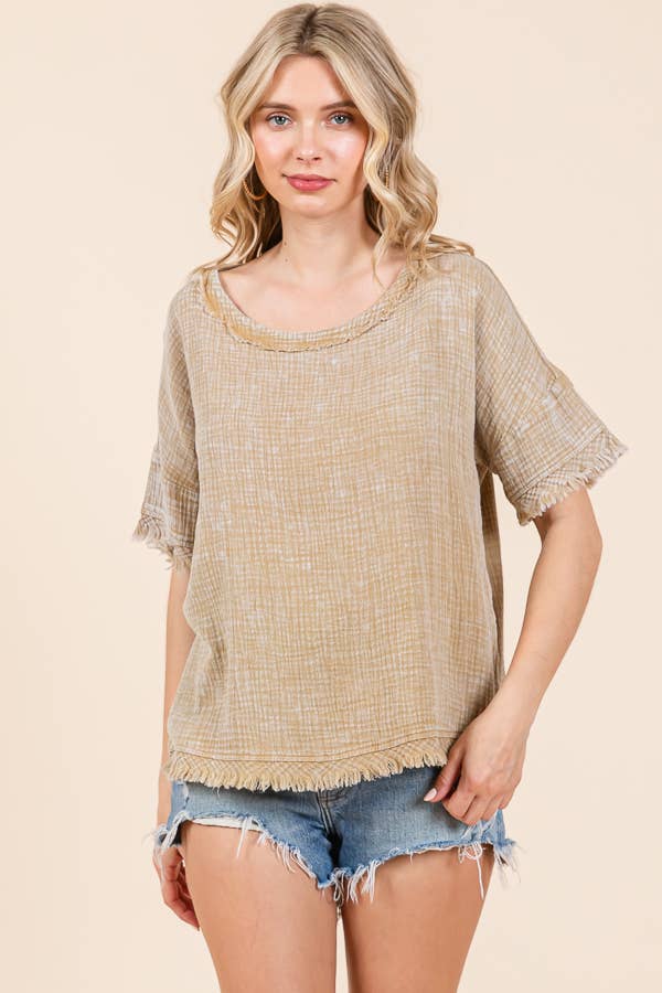 Scoop Neck Oversize Top ICED COFFEE Large