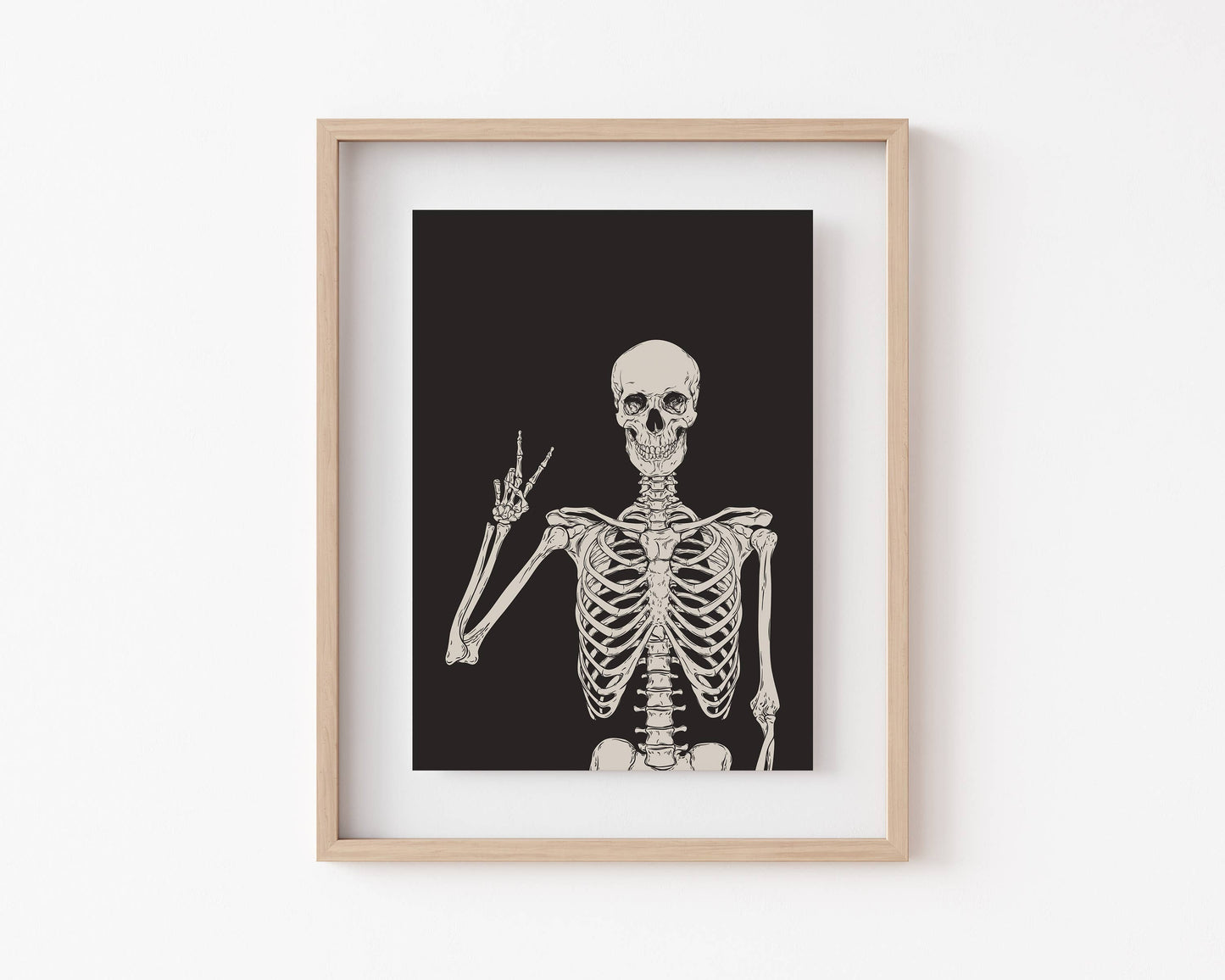 Halloween Art Print | Skeleton Peace Sign: 11x14
