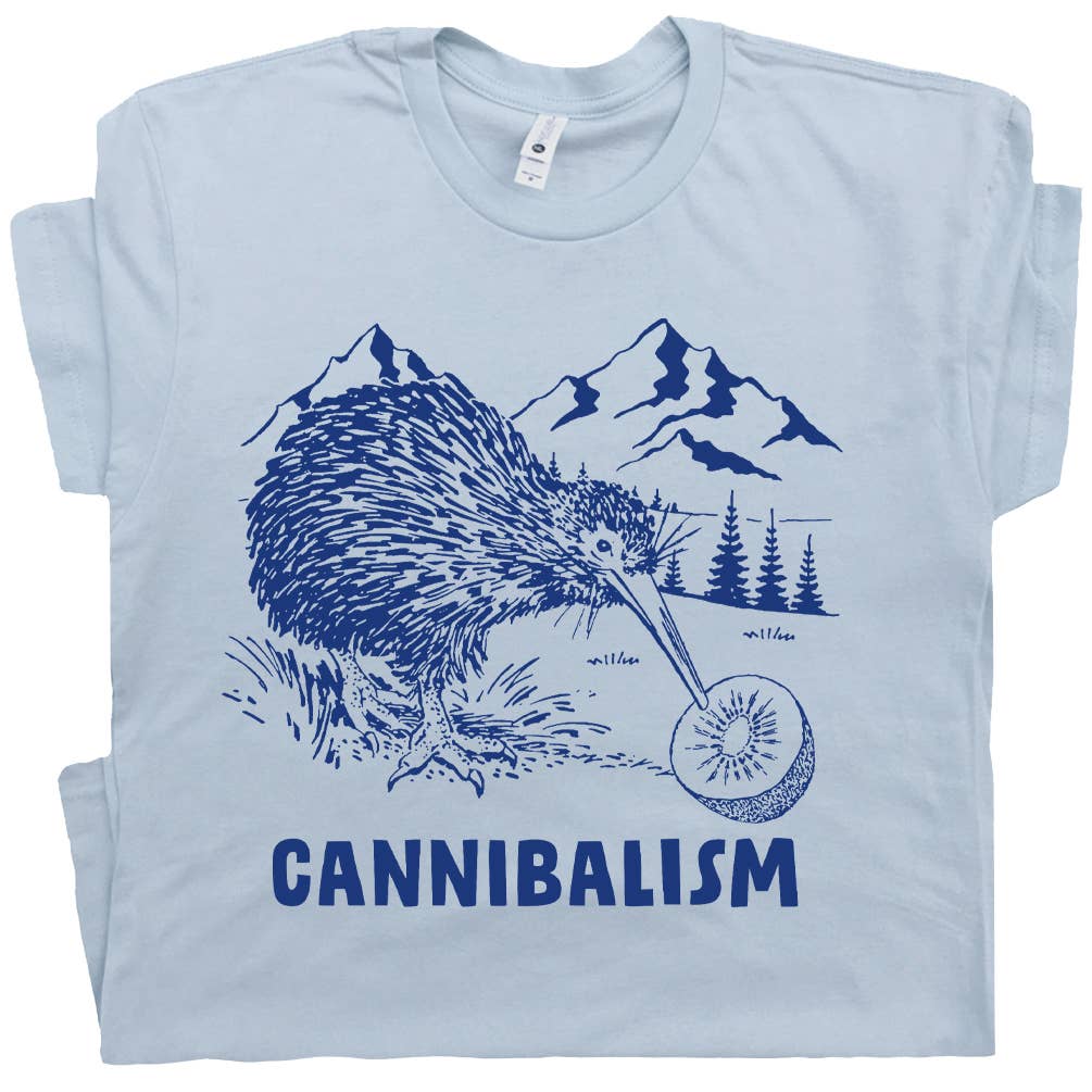 Kiwi Bird T Shirt Cannibalism Weird Funny Graphic Tee Ironic: L