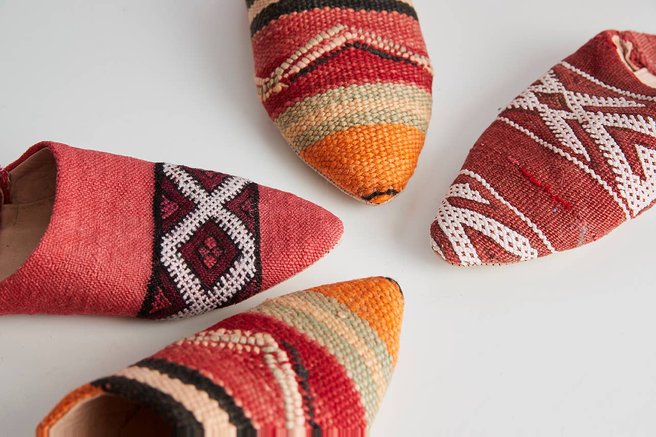 Moroccan Kilim Slippers: Medium