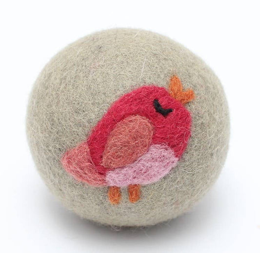 Birds: Eco Wool Dryer Balls Fair Trade: Red Bird