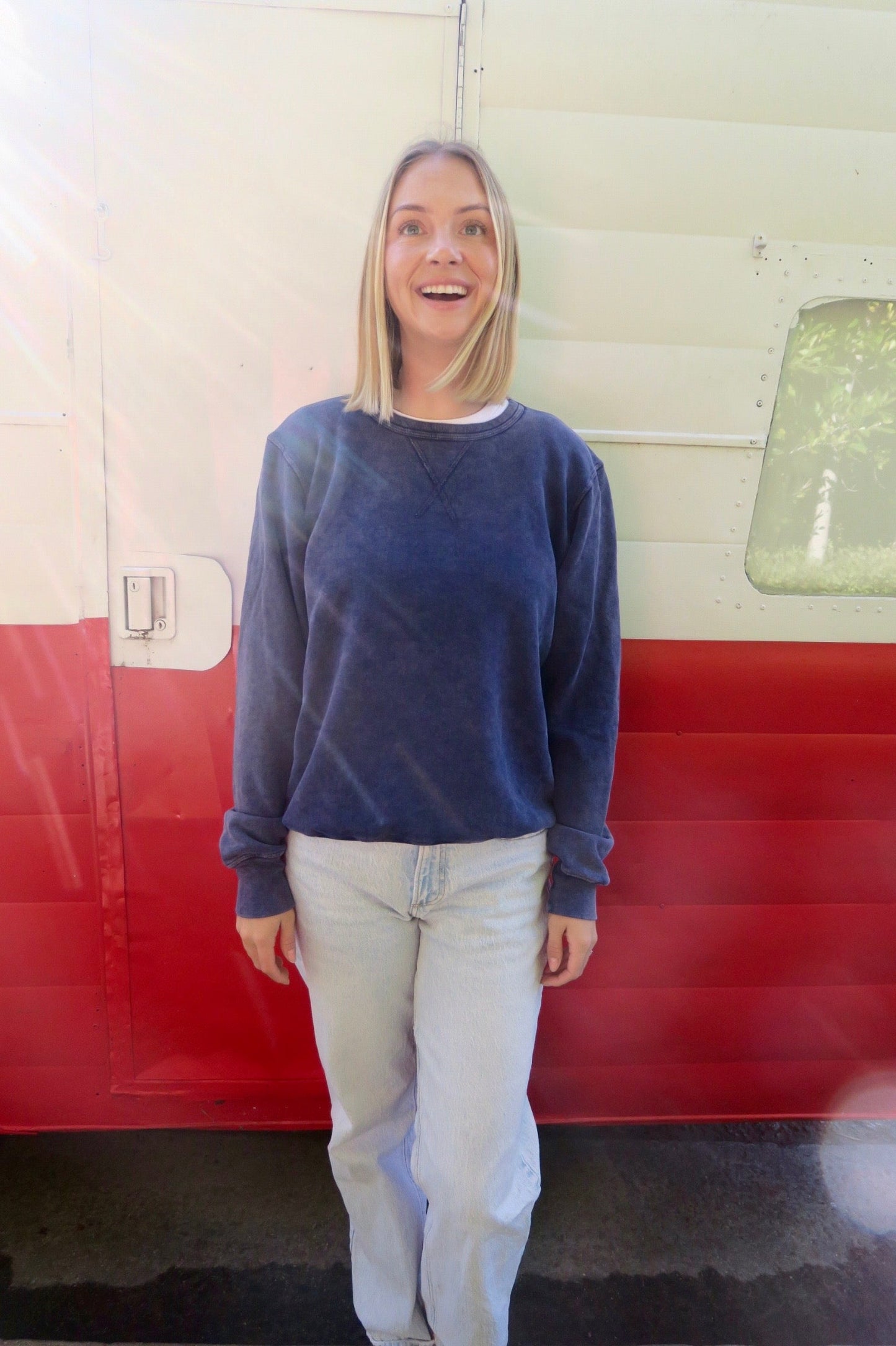 Fade Into Me Crewneck Sweatshirt (in Navy, Charcoal, Emerald Green and Sage)