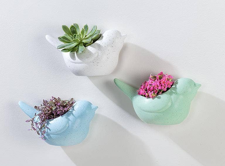 Simple Bird Wall Planter-Ivory-6.5"