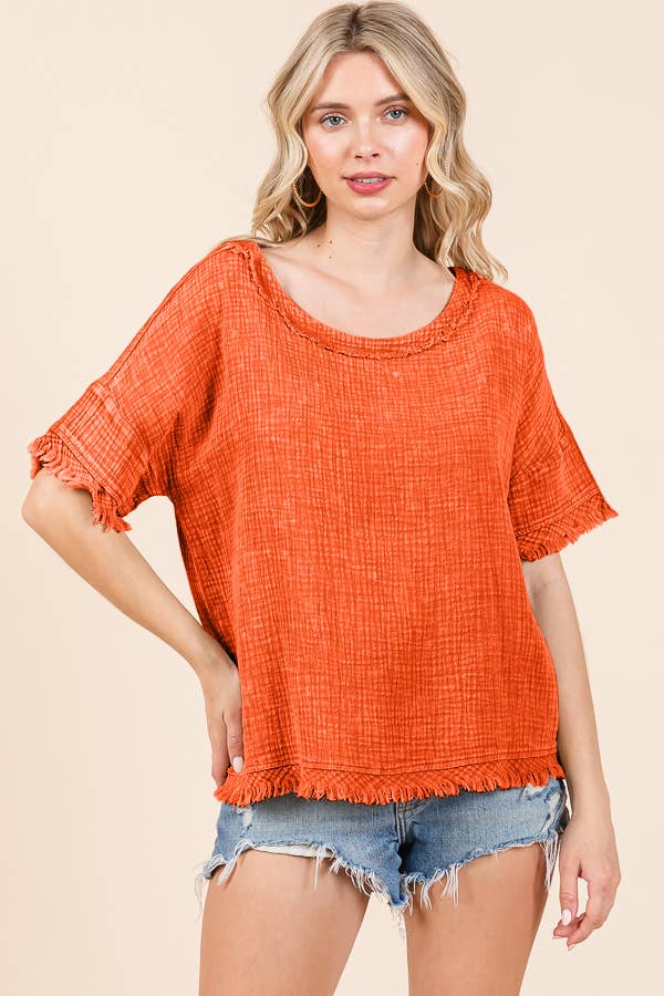 Scoop Neck Oversize Top ICED COFFEE Large