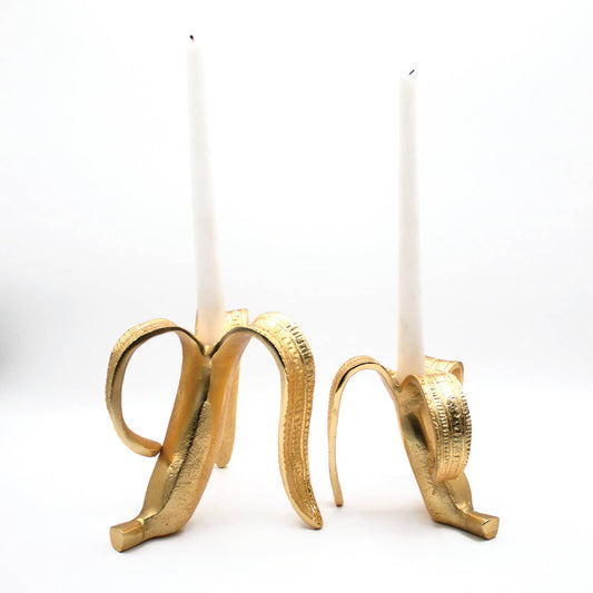 Gold Banana Candlestick Set