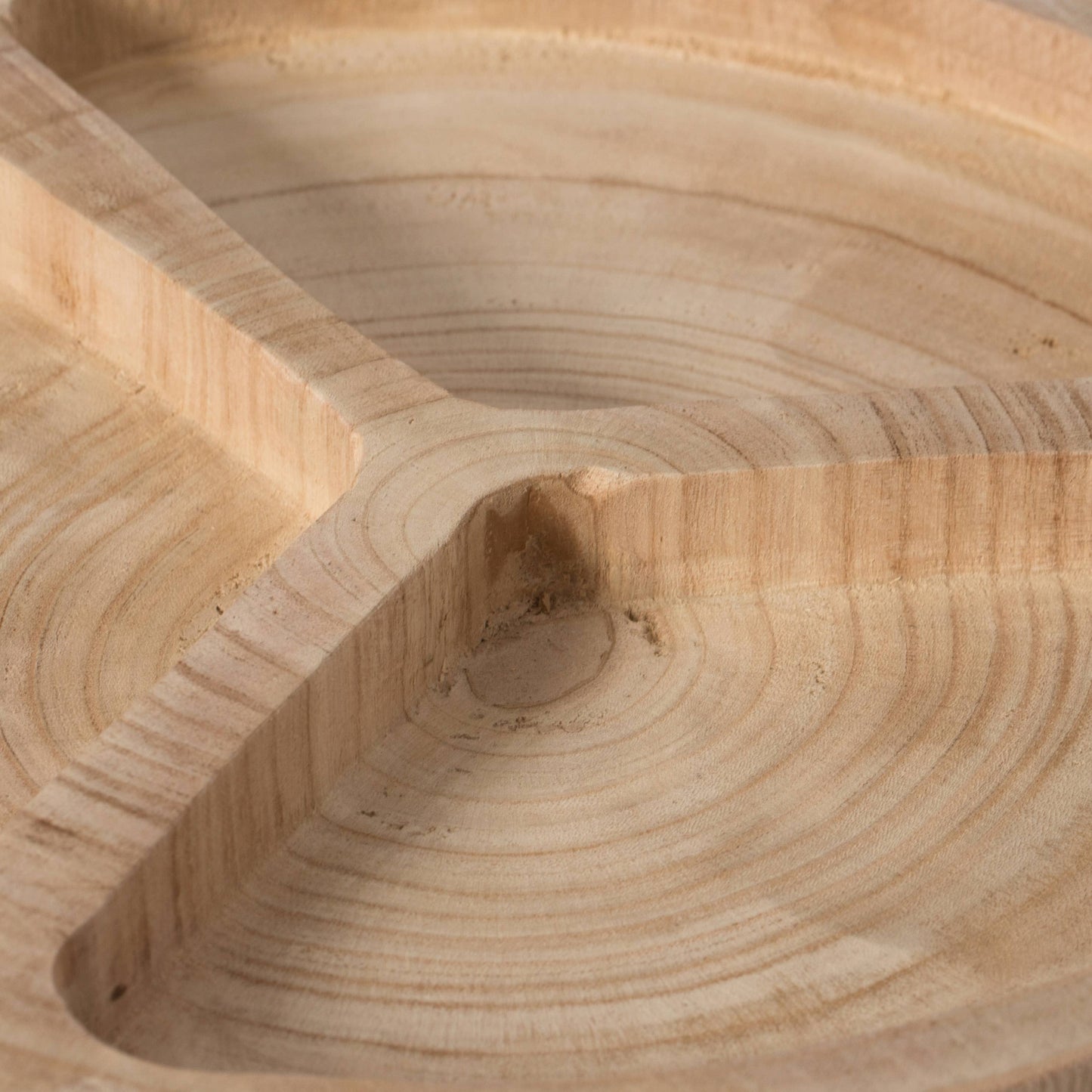 3 Sectional Round Snack Tray for Dining Table and Kitchen: Natural