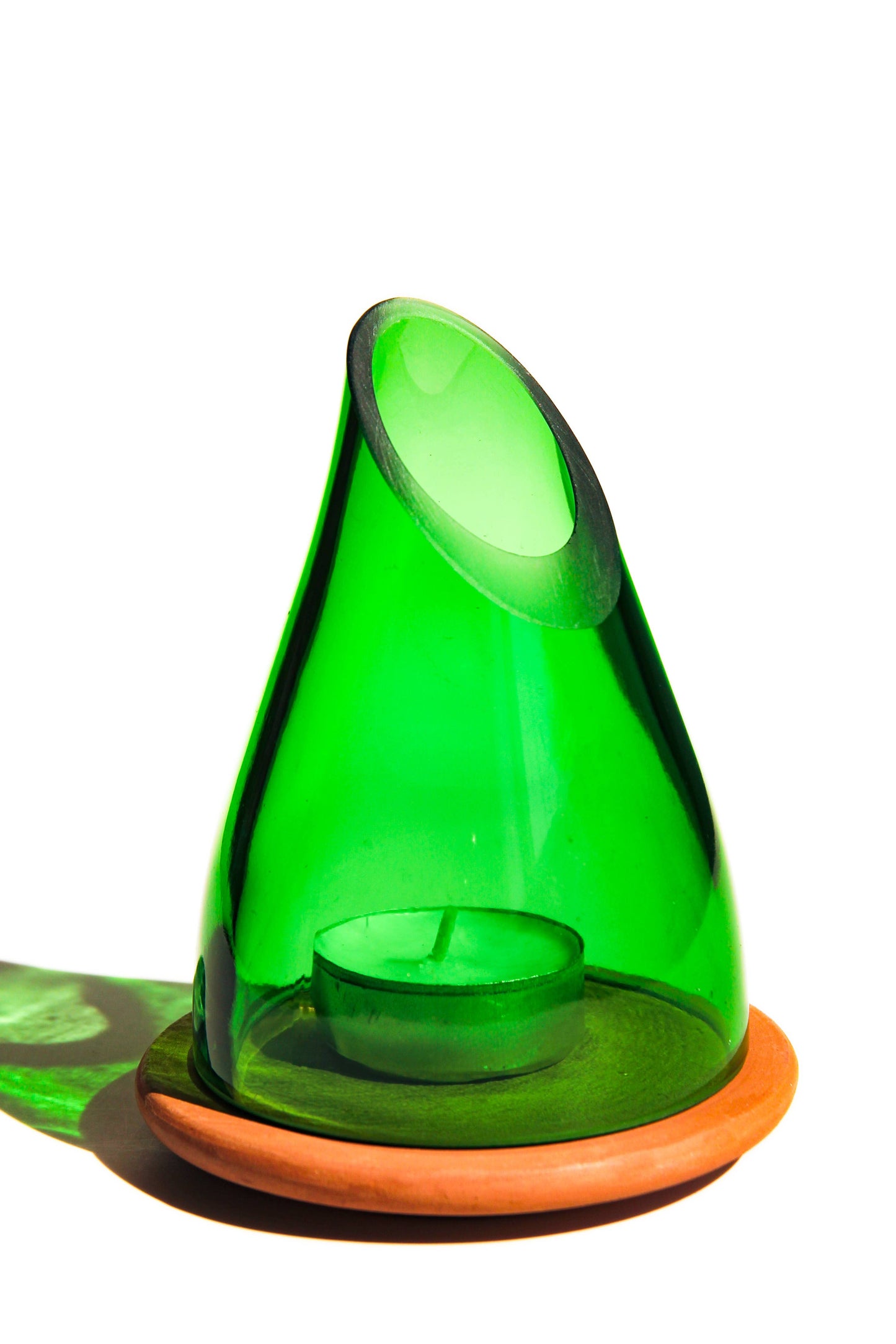 Lantern/Votive Sided Plain Upcycled Hand-Crafted: Amber