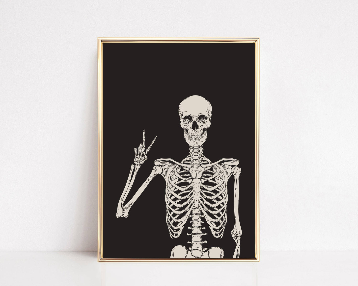 Halloween Art Print | Skeleton Peace Sign: 11x14
