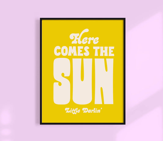 Here Comes The Sun Print. Colorful Nursery Decor: Yellow / 5 x 7