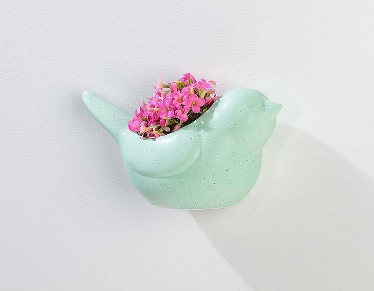 Simple Bird Wall Planter-Mint-6.5"L