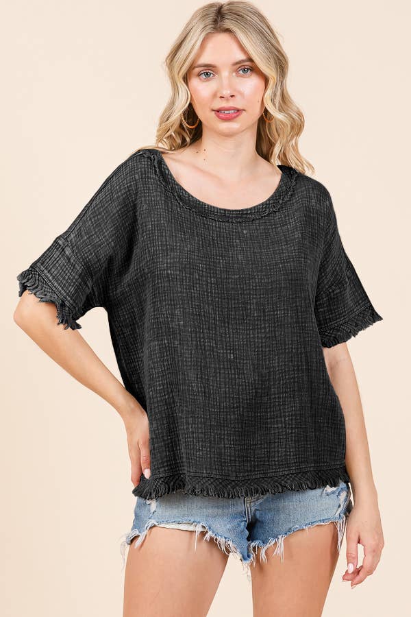 Scoop Neck Oversize Top ICED COFFEE Large