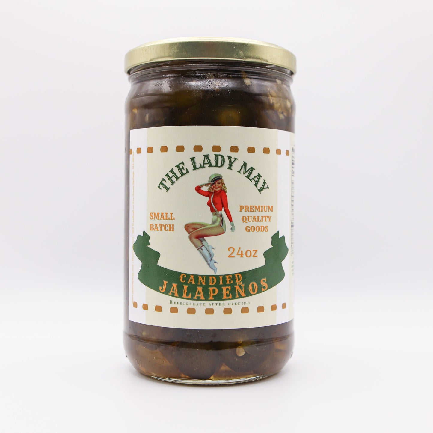 Sweet Heat Candied Jalapeños – The Lady May’s Small-Batch Cowboy Candy | Sweet & Spicy Pickled Jalapeños in 24oz Glass Jar