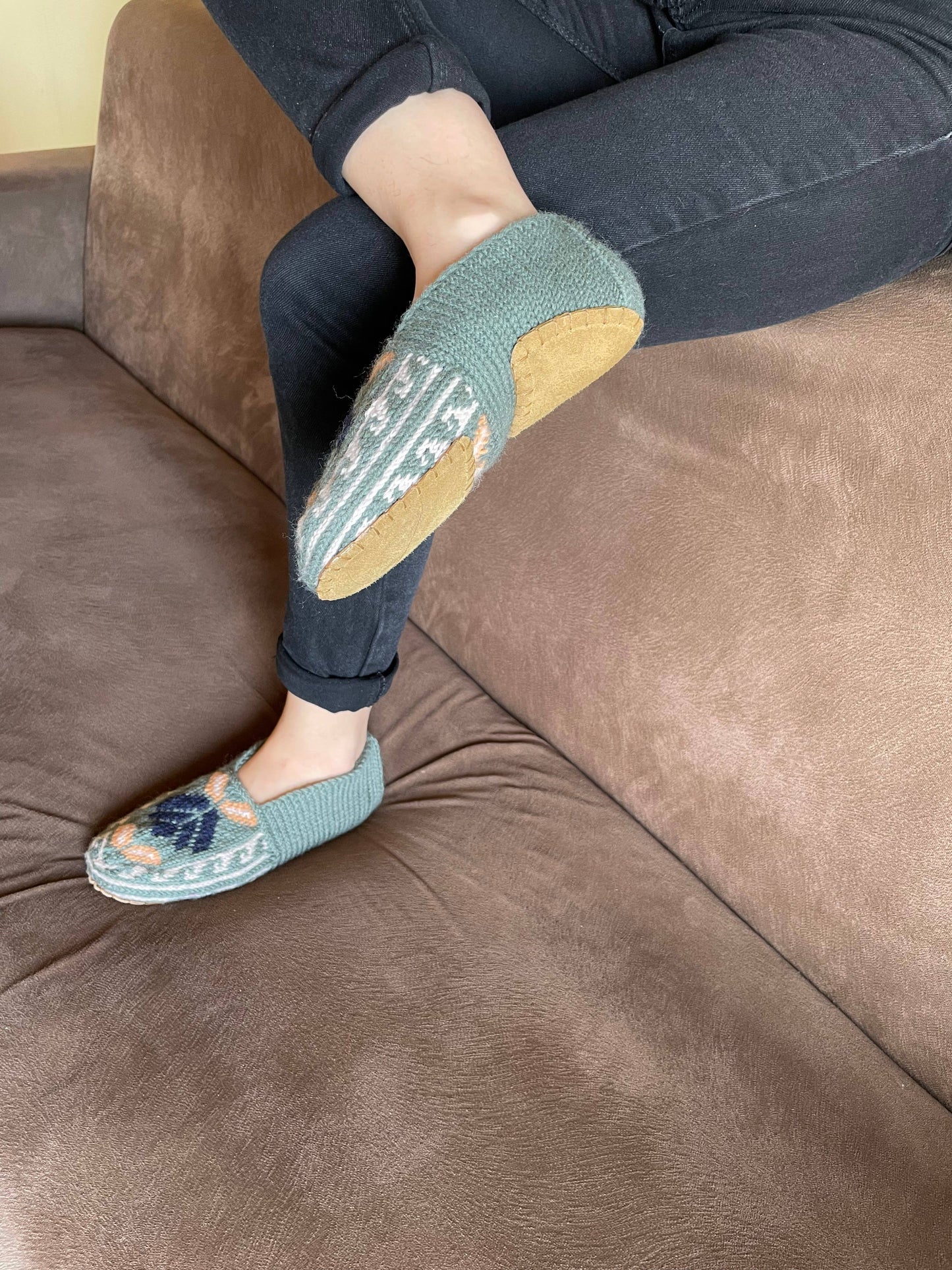 Adult Slipper Socks : Soft Teal (Individuals): 10.5