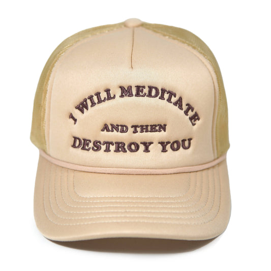 Yoga Flame Foam Trucker Hat: Cream
