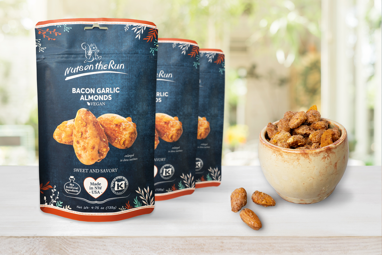 Bacon and Garlic Almonds