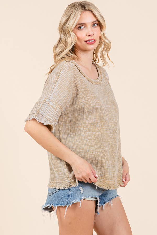 Scoop Neck Oversize Top ICED COFFEE Large