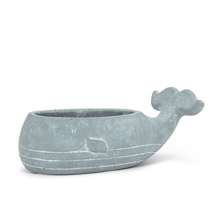 Sm Whale Low Planter-8"L