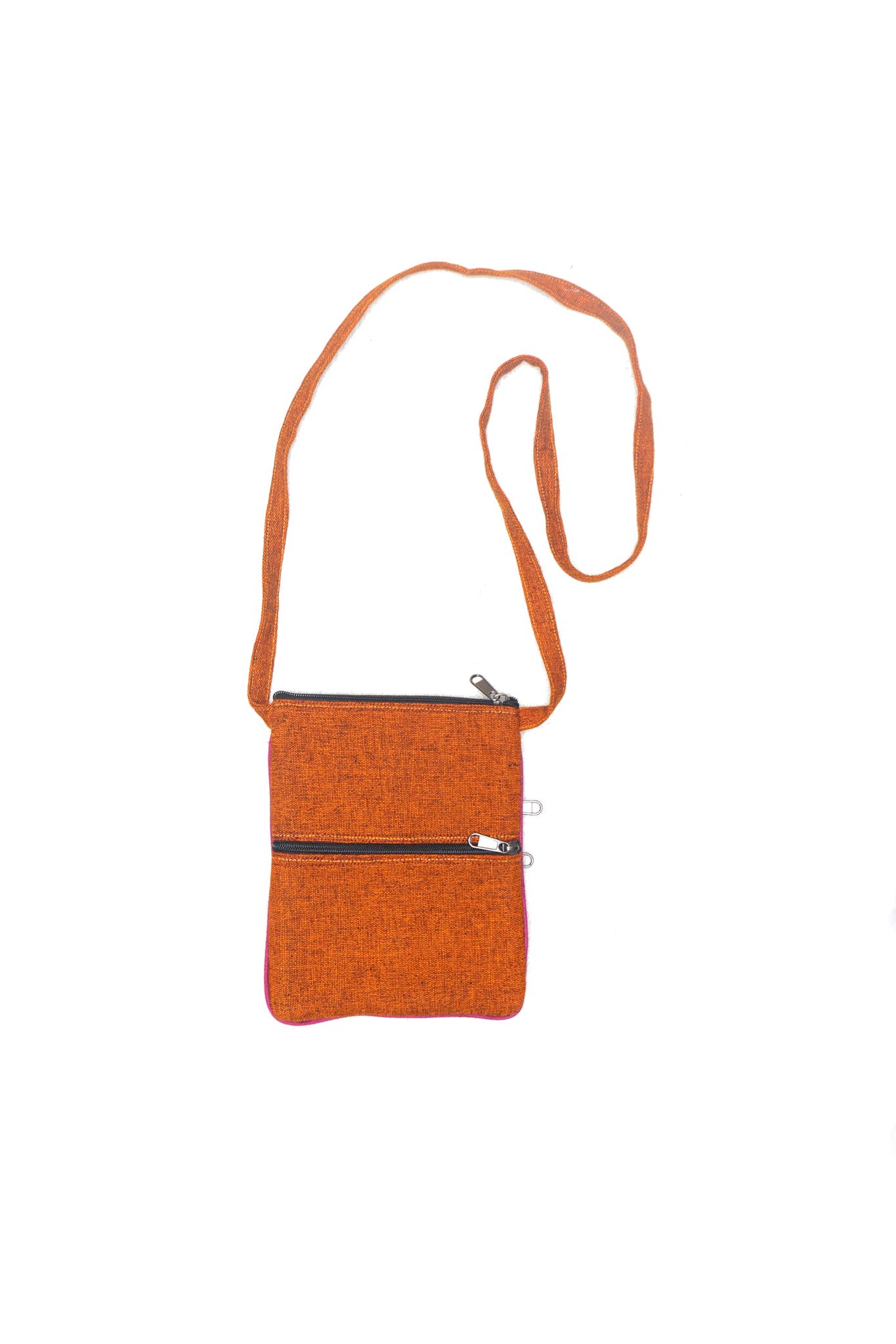 5 Zipper Cross Body Embroidery Cotton Bag: Dark Blue