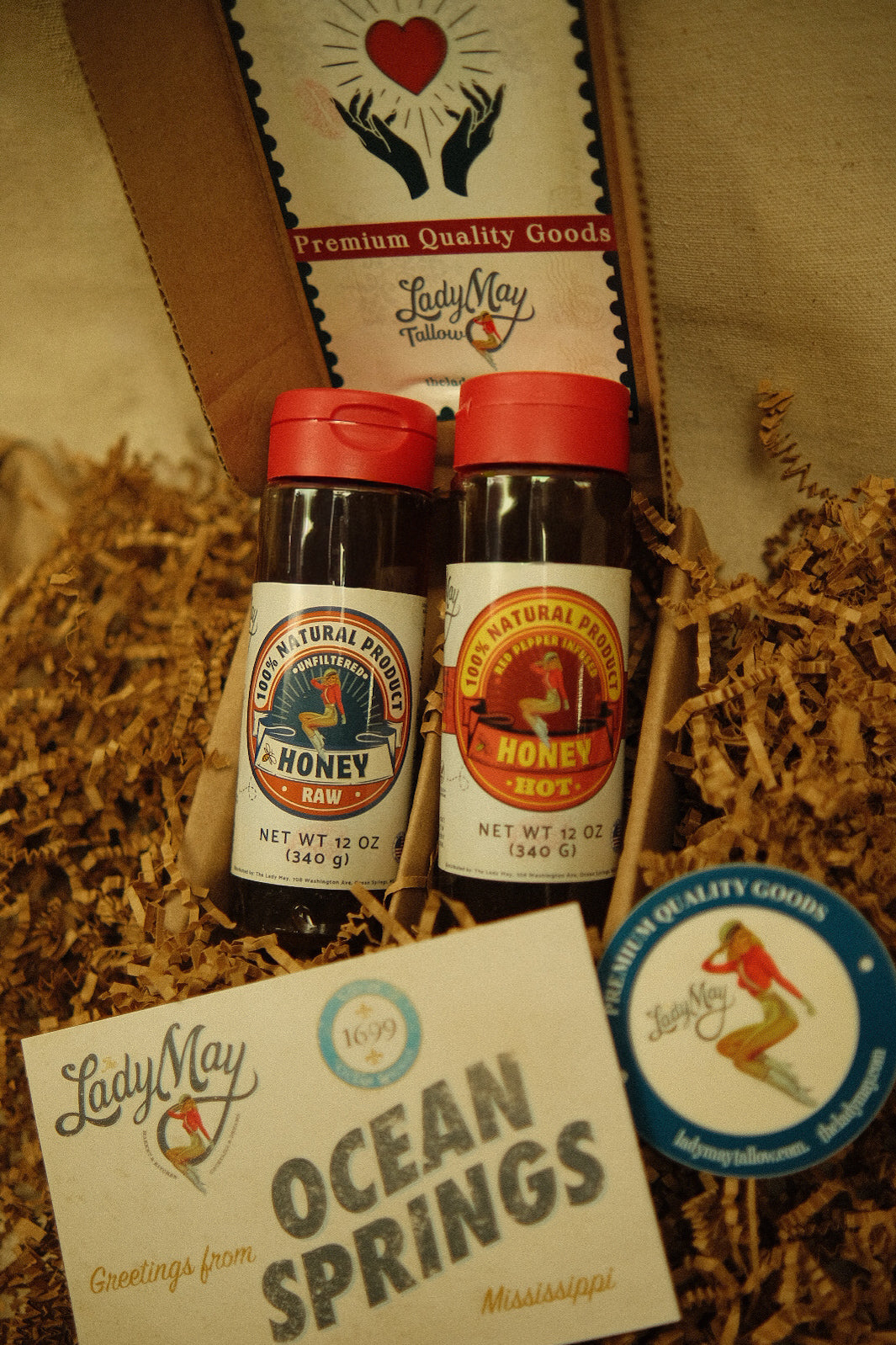 Raw Honey & Hot Honey Duo - Sweet Heat 2-Pack Gift Set | Small Batch Farm Grown | Lady May