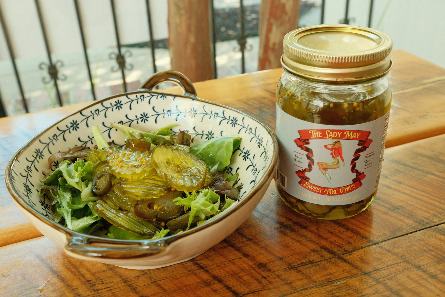 Sweet Fire Pickle Slices - Sweet & Spicy Chips | Small Batch Restaurant Made | Lady May - 16oz