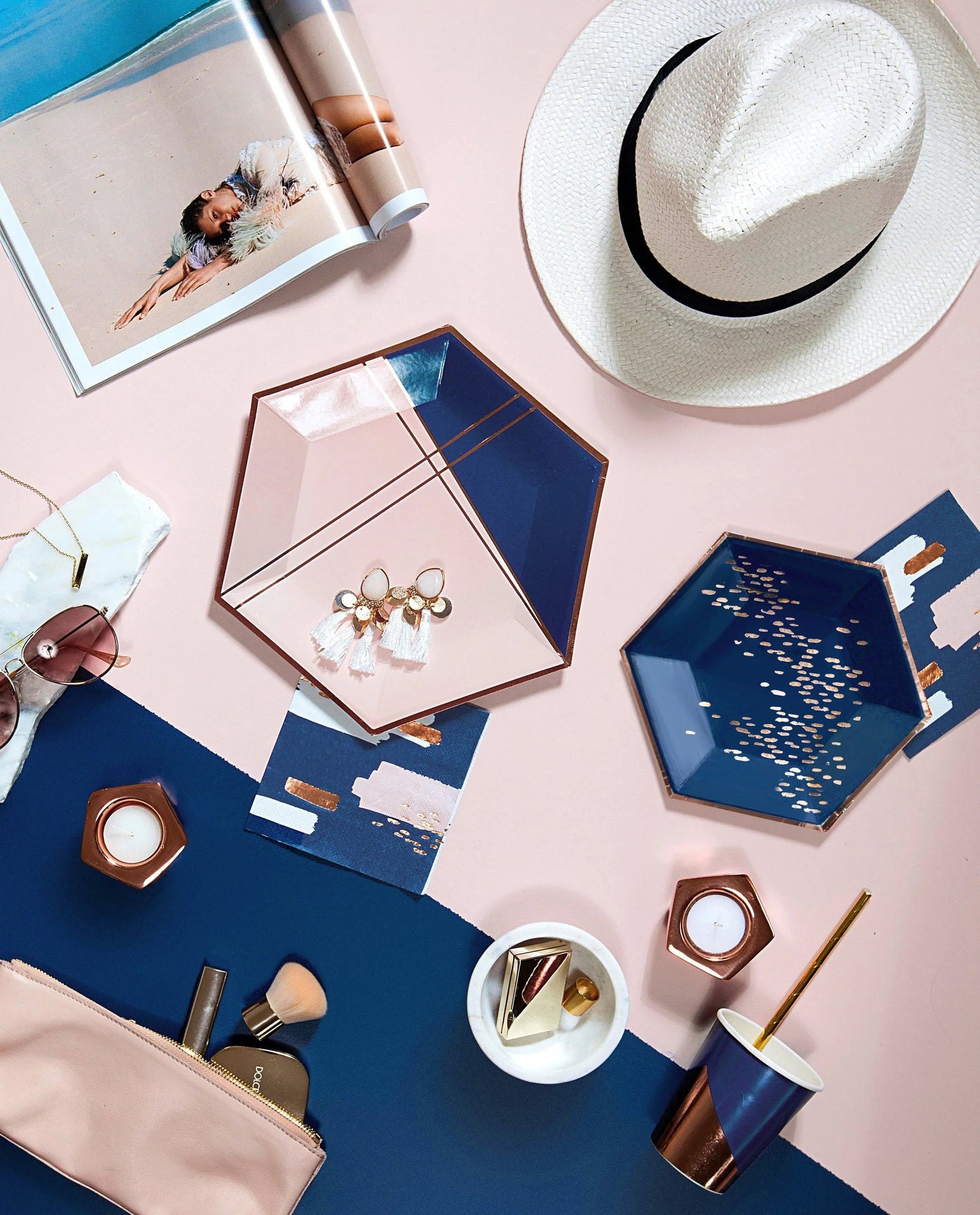 Erika - Navy Abstract Lunch Paper Napkins