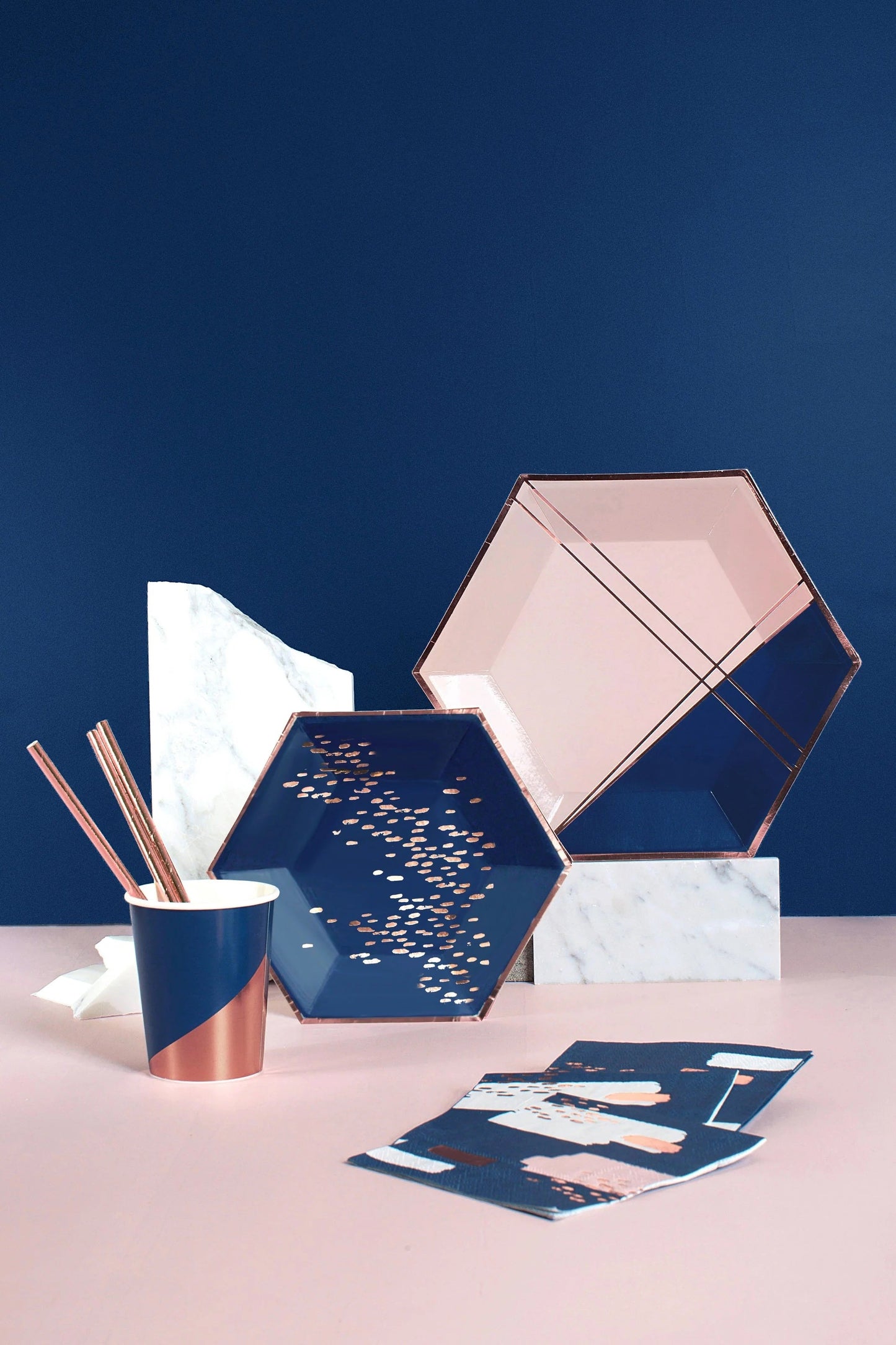 Erika - Navy Abstract Lunch Paper Napkins