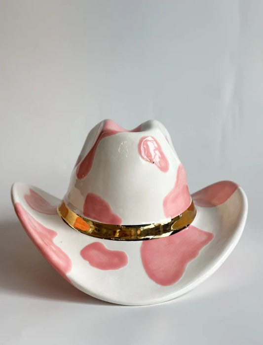 Cowboy Hat Ceramic Cow Print