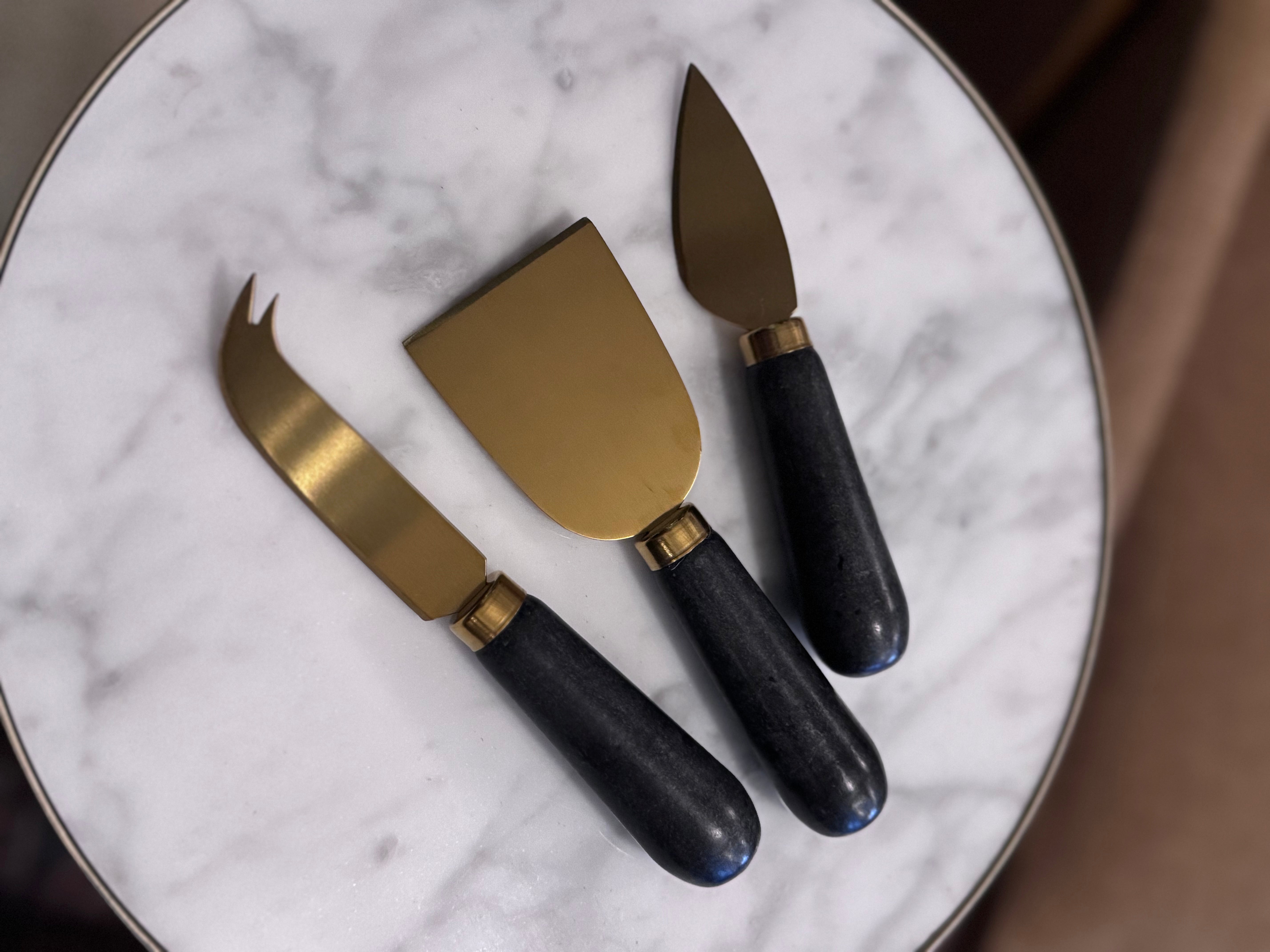Gold and Marble Cheese Knives