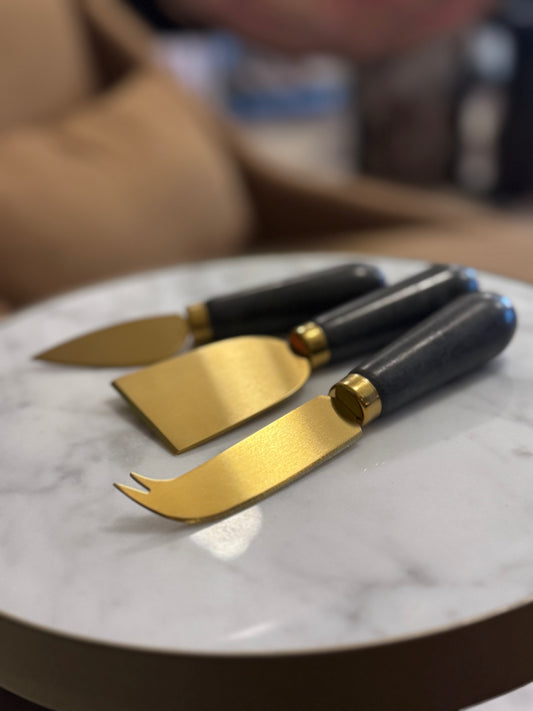 Gold and Marble Cheese Knives