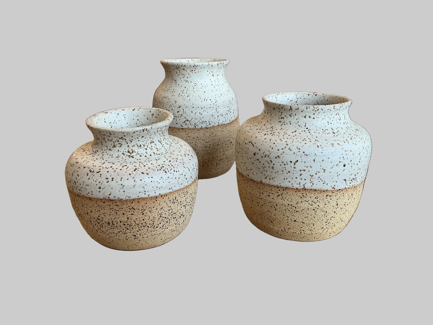 Cream and Tan Speckle Vases