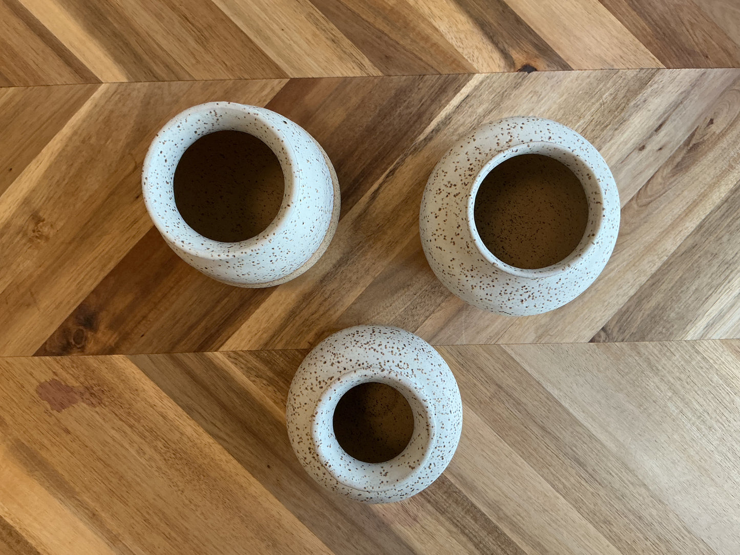 Cream and Tan Speckle Vases