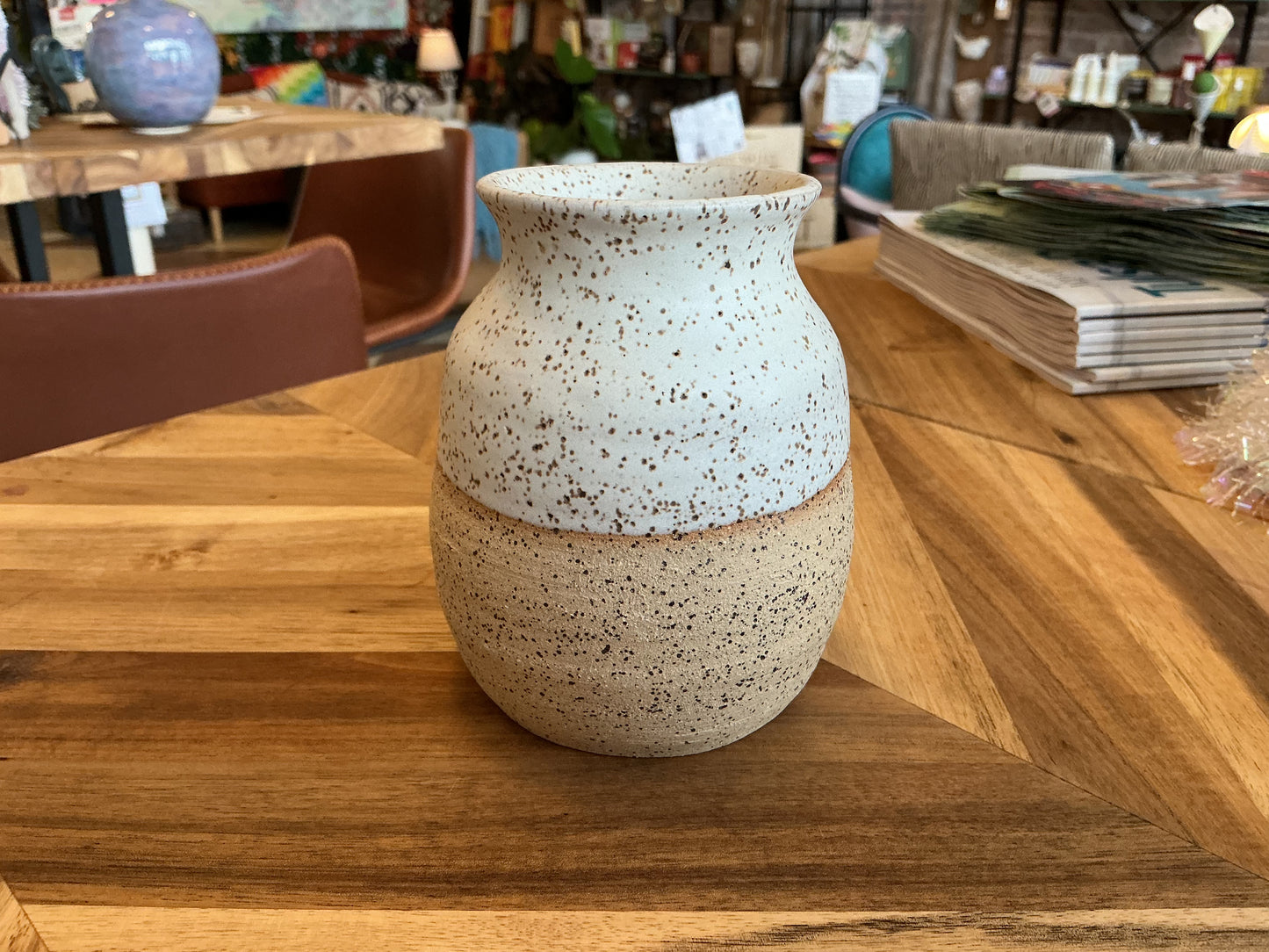 Cream and Tan Speckle Vases