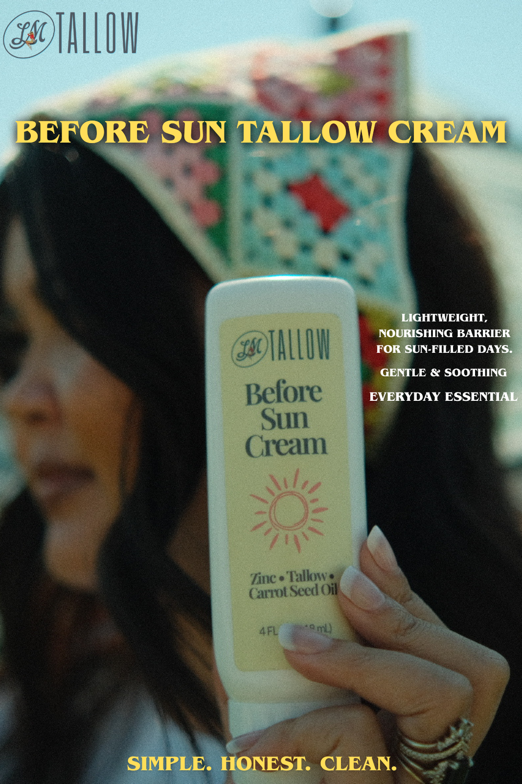 Tallow Before Sun Cream - Natural Sun Prep with Non-Nano Zinc Oxide & Carrot Seed Oil