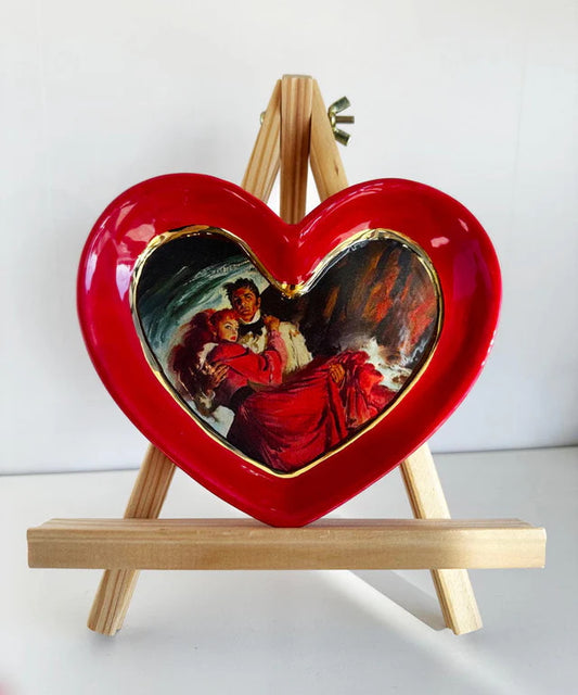 Shipwrecked Lovers Romance Heart Dish Trinket Tray