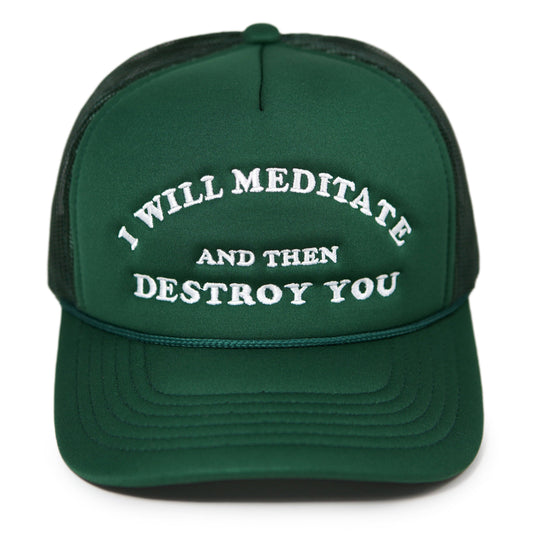 Yoga Flame Foam Trucker Hat: Spruce Green