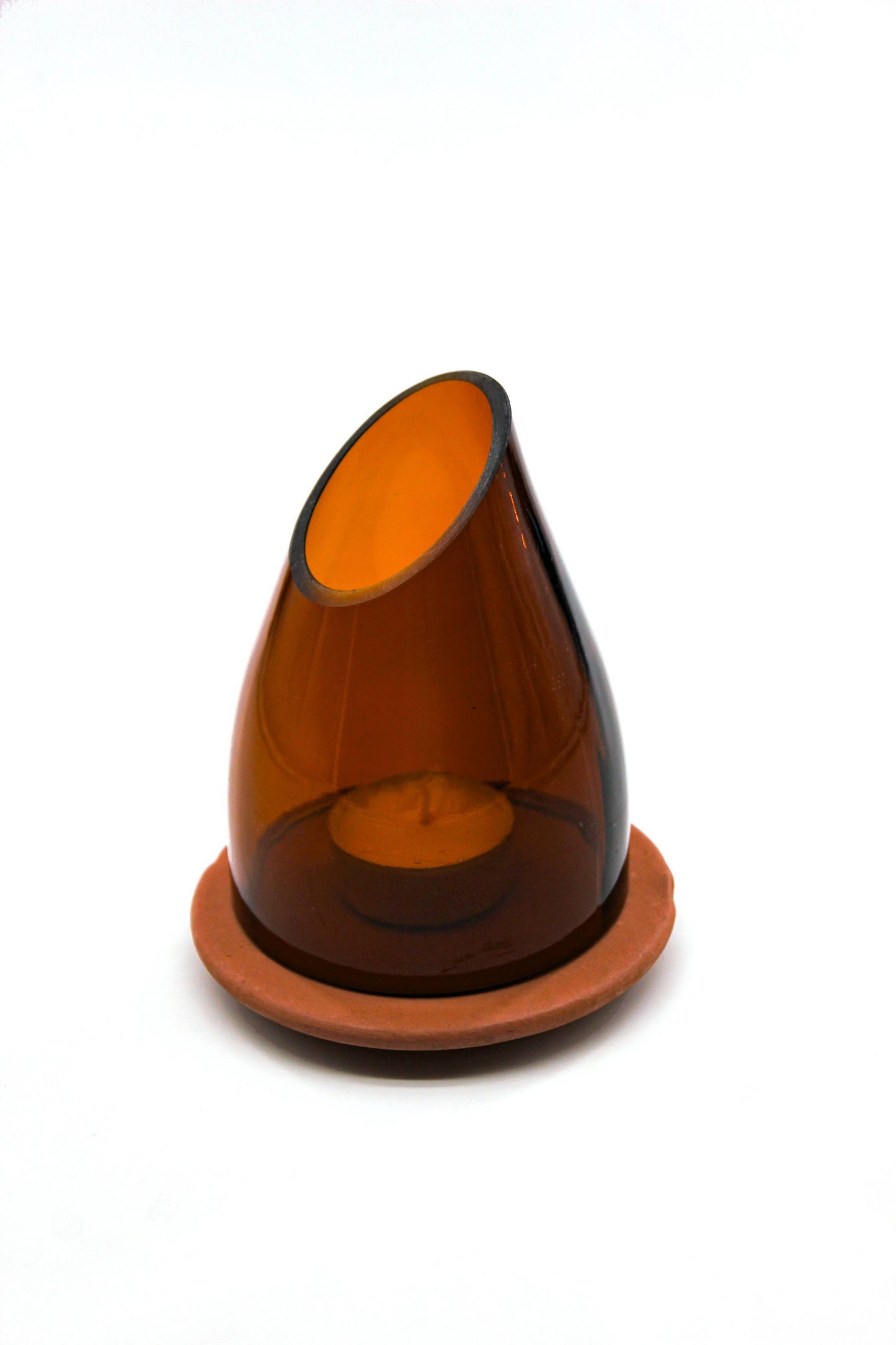 Lantern/Votive Sided Plain Upcycled Hand-Crafted: Amber