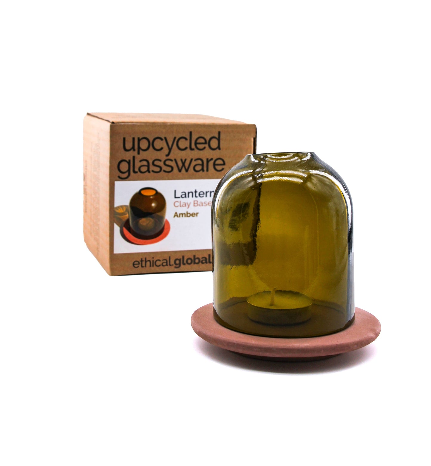 Lantern/Votive Plain Eco - Upcycled Hand-Crafted: Green