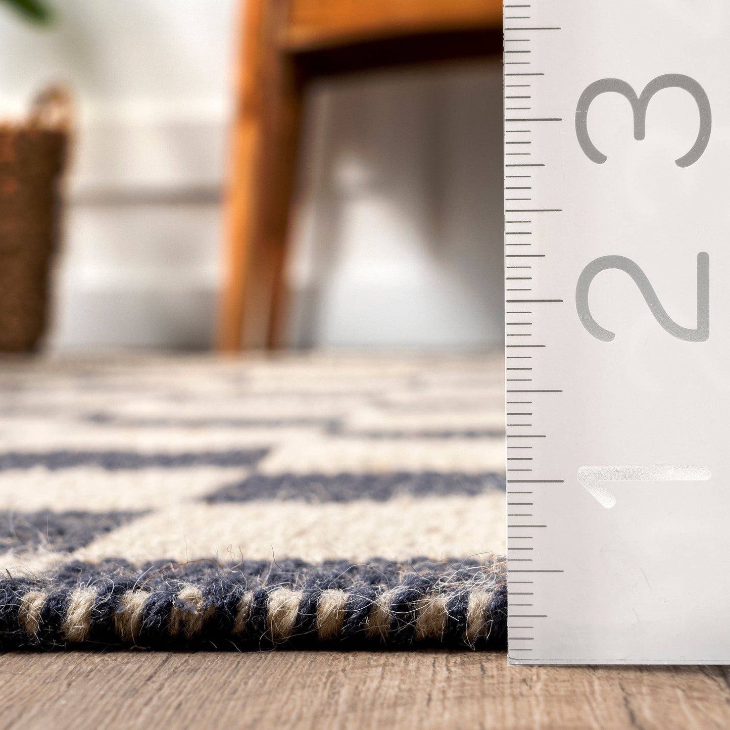 Connie Checkered Wool/Jute Tasseled Area Rug: Gray / Runner / 2' x 8'