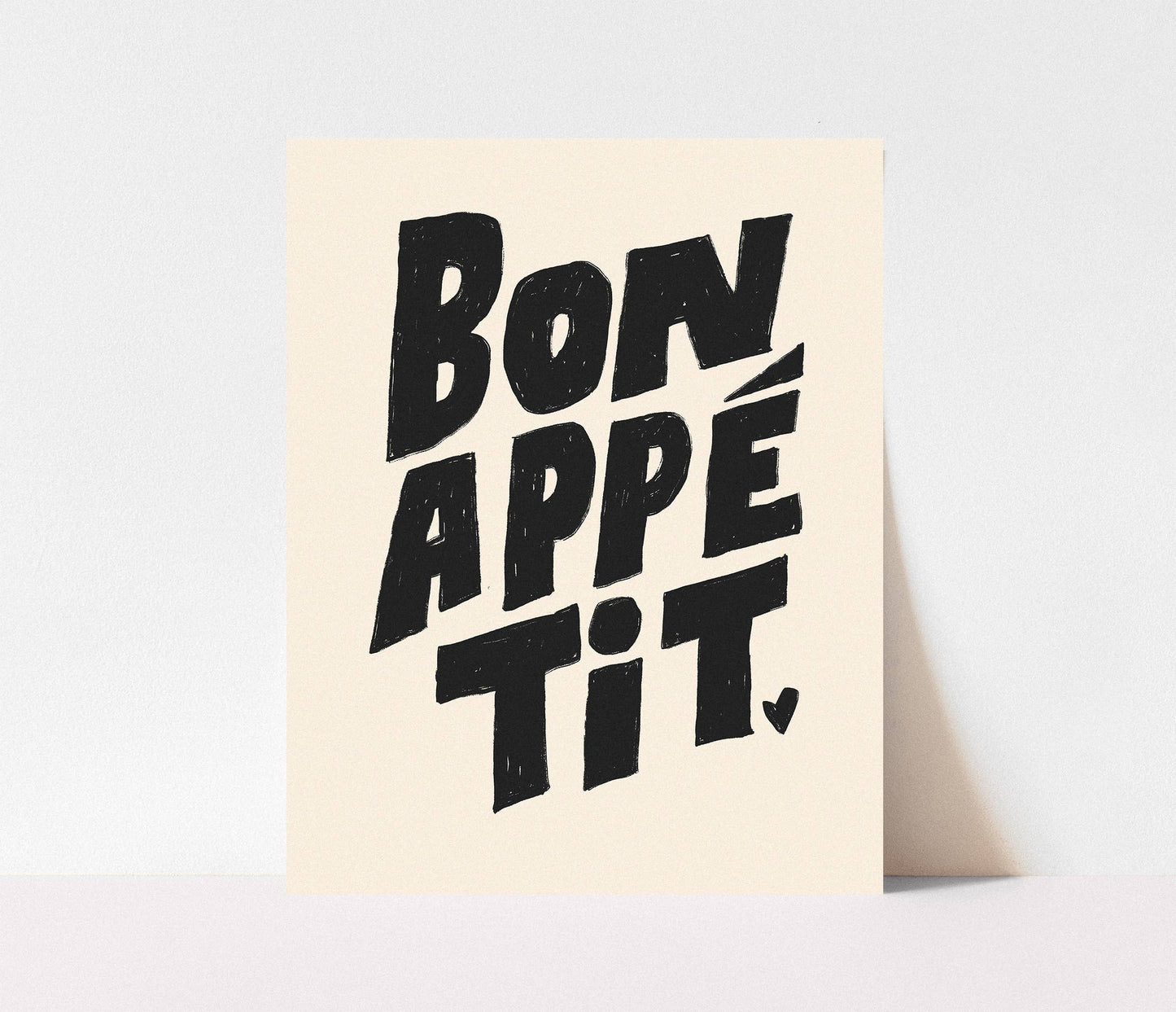 Bon Appetit Print | Hand lettered Kitchen Art : Blue / 5 x 7