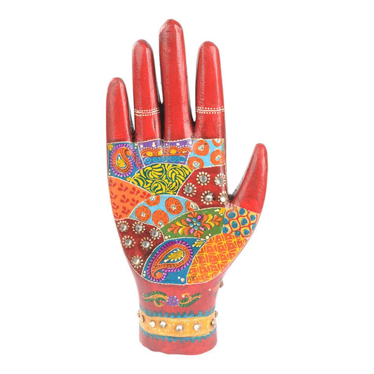 Hand Painted Wooden Hand Red