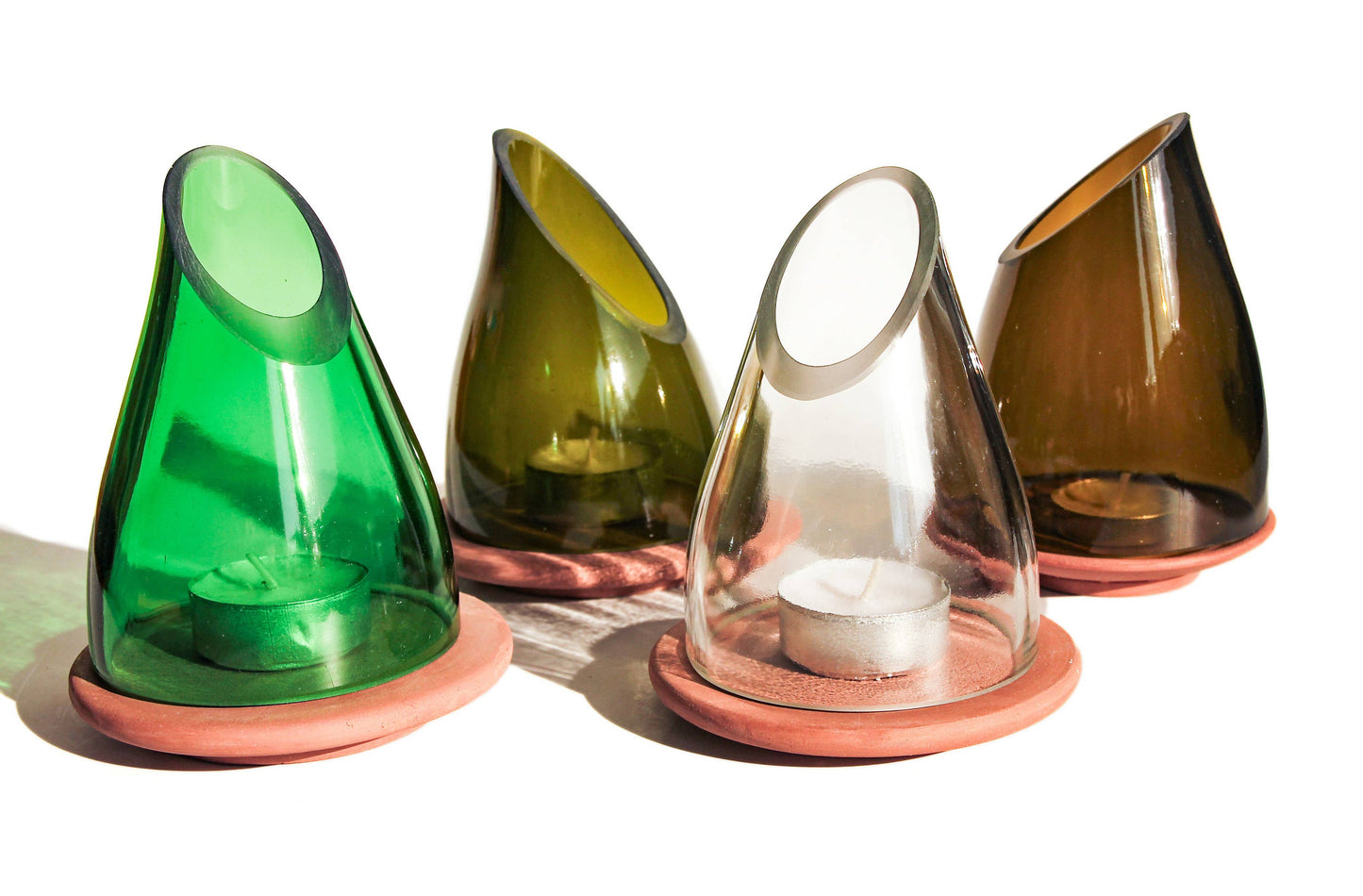 Lantern/Votive Sided Plain Upcycled Hand-Crafted: Amber