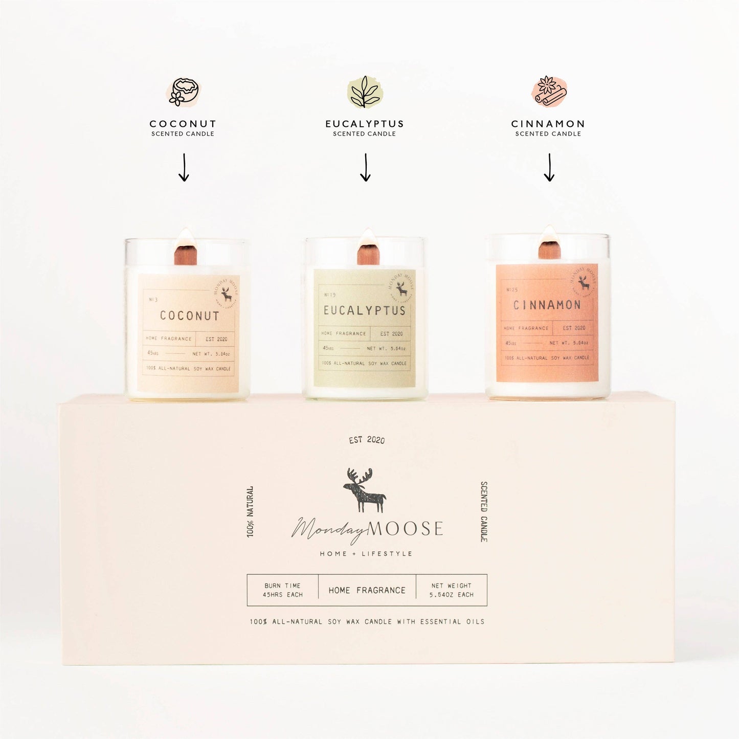 Sun Candle Gift Set (Coconut, Eucalyptus, Cinnamon, 3-Pack)