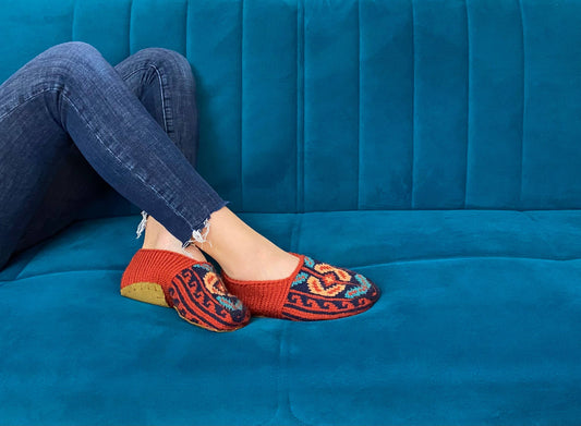 Adult Slipper Socks : Burnt Orange (Individuals): 7