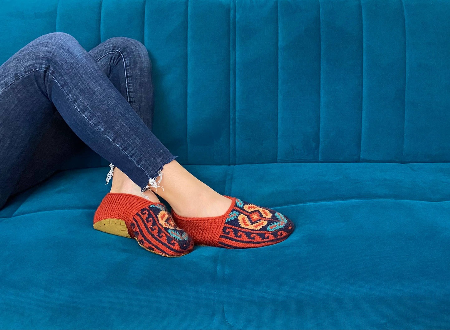 Adult Slipper Socks : Burnt Orange (Individuals): 8